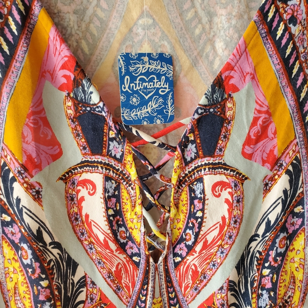 Intimately Free People paisley print snap bodysuit lrg NWT